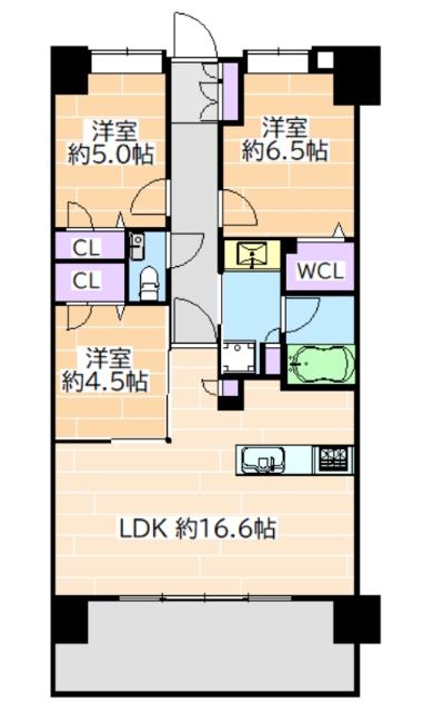 ファーネスト箱崎九大前レジスタ(3LDK/2階)の間取り写真