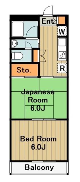 ジュネパレス相模原01(2K/4階)の間取り写真