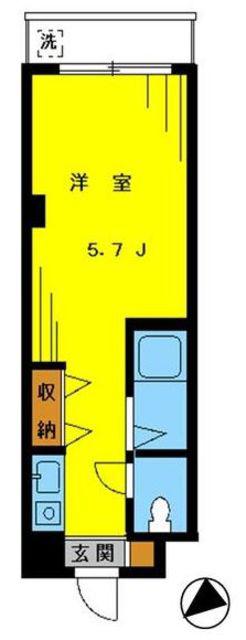 チェリーブラッサム(ワンルーム/2階)の間取り写真