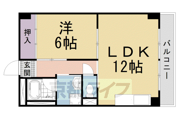 レフィナード京都西大路(1LDK/6階)の間取り写真
