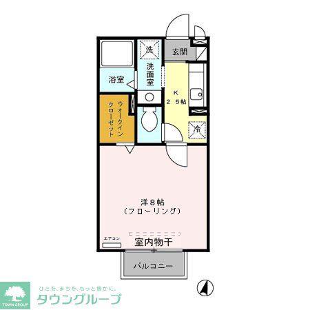 レジデンツ藤C(1K/2階)の間取り写真