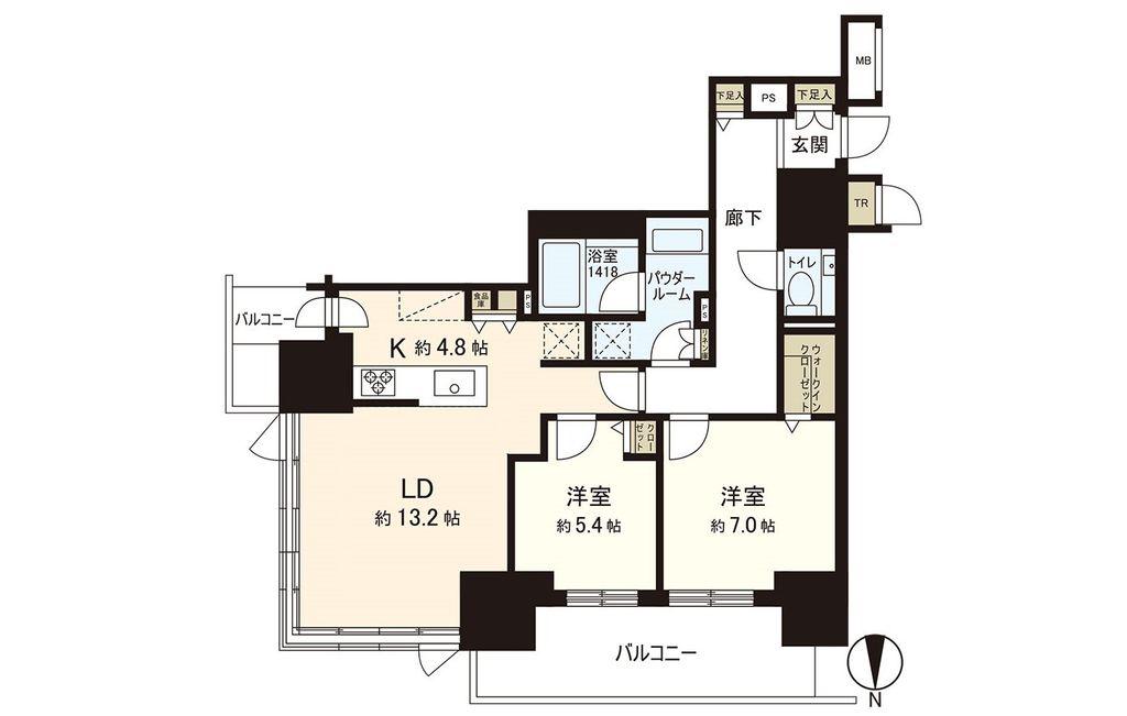 プレミストタワー新さっぽろ(2LDK/4階)の間取り写真