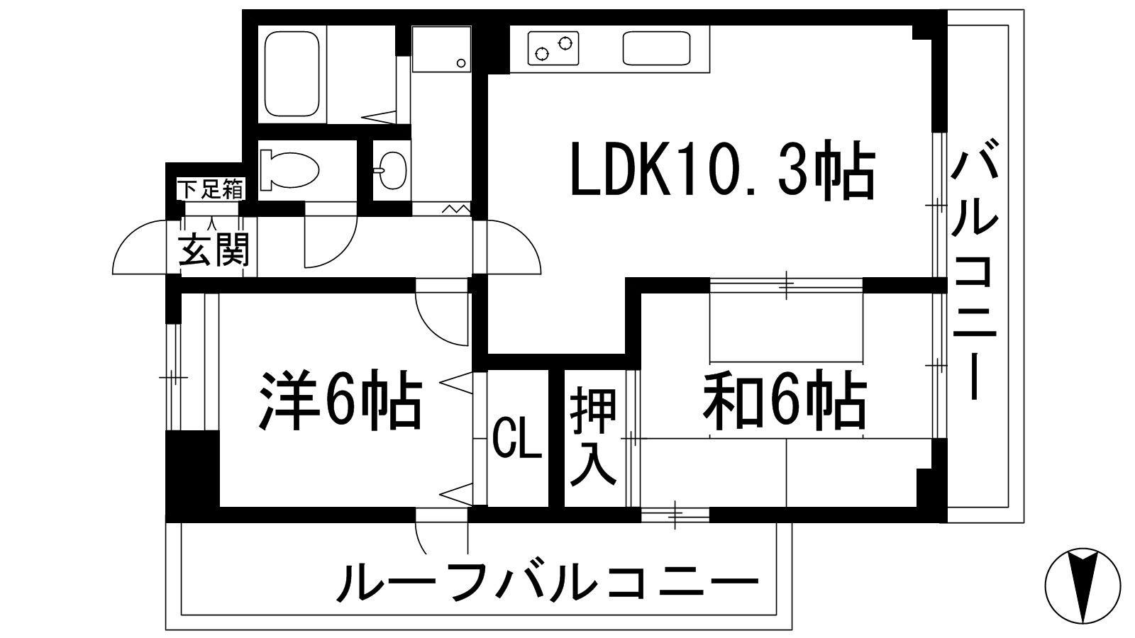 メゾンボヌール(2LDK/4階)の間取り写真