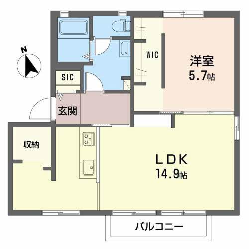 ボルトシティ熊取IIIII(1LDK/2階)の間取り写真