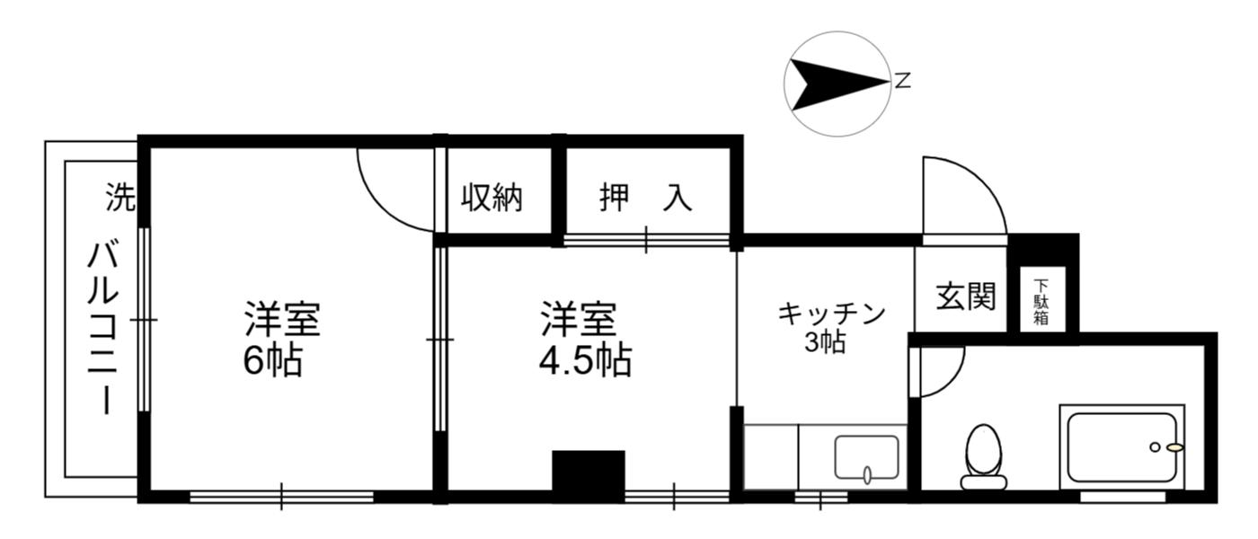 ドムール戸越(2K/3階)の間取り写真