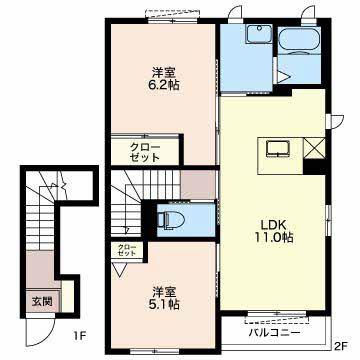 ベルフルール(2LDK/2階)の間取り写真