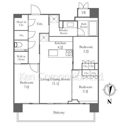 JIYUGAOKA MUSE SQUARE THE RESIDENCE(3LDK/10階)の間取り写真