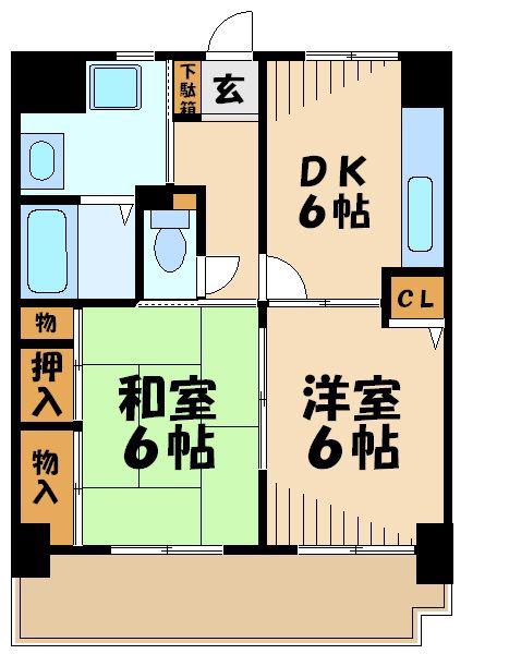 アクシスあざみ野(2DK/2階)の間取り写真
