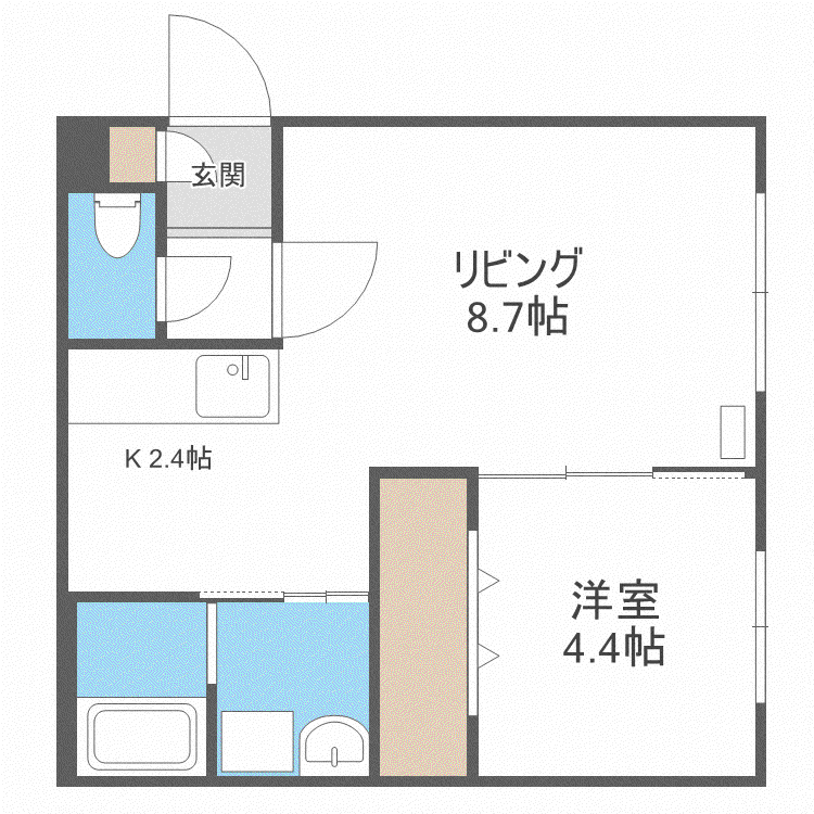 グランデール新札幌II(1LDK/3階)の間取り写真