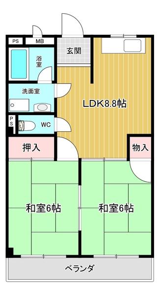 ファミールはらた(2LDK/1階)の間取り写真