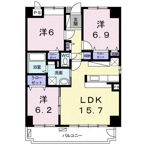 ゴールドプリムローズ(3LDK/4階)の間取り写真