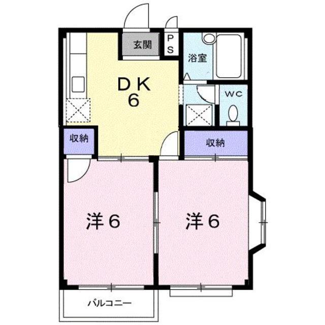 エルディム駿河台(2DK/2階)の間取り写真