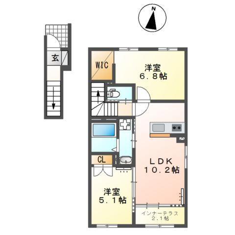 URBAN STAGEA春日I(2LDK/2階)の間取り写真