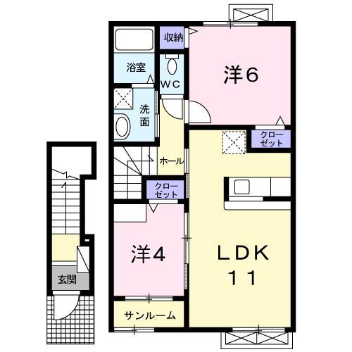 ビューレインボーV(2LDK/2階)の間取り写真