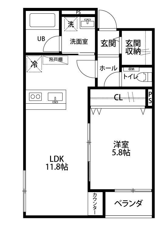 グランメゾン山木戸(1LDK/2階)の間取り写真