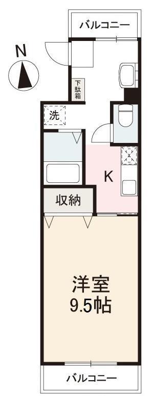 ツインフル 松縄(1K/3階)の間取り写真
