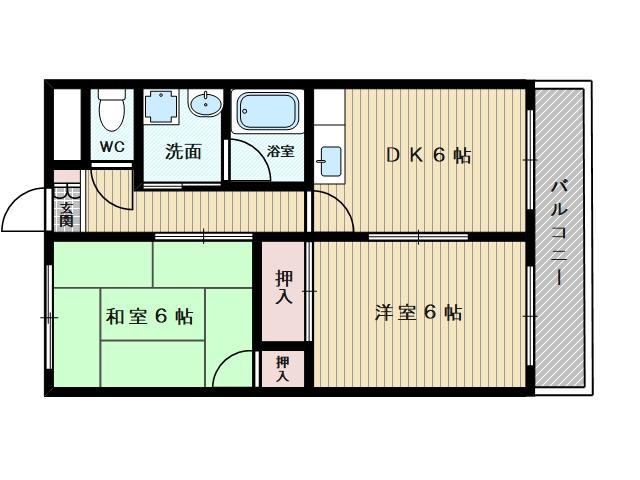 イーストハイム21(2DK/1階)の間取り写真