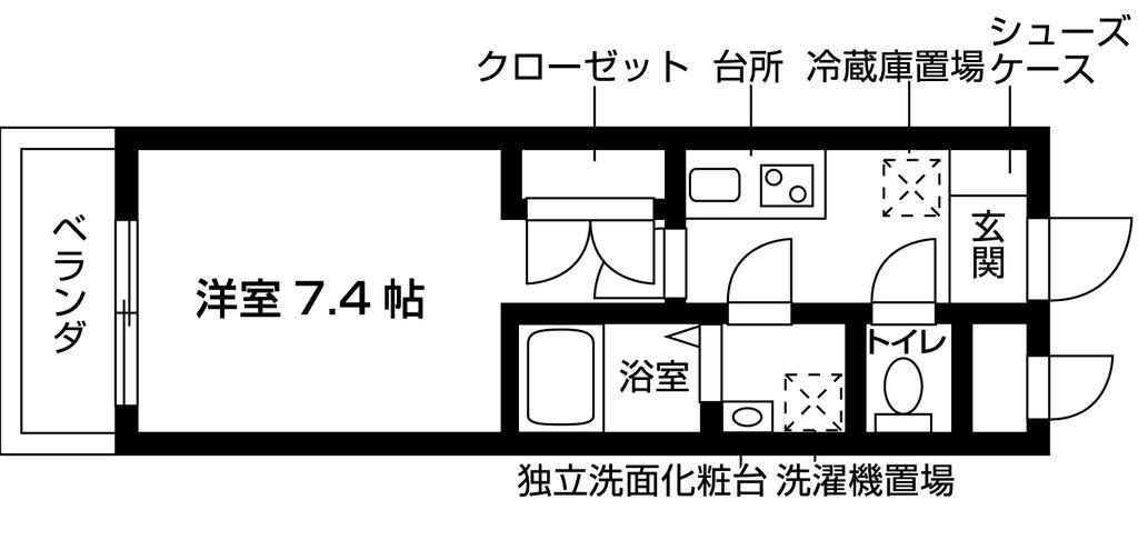 ヌーベルポルト本山(1K/2階)の間取り写真