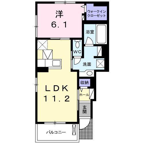 グリーンウィステリア(1LDK/1階)の間取り写真
