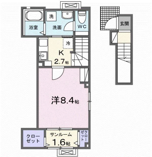 レガリア駅東(1K/2階)の間取り写真