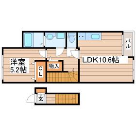 プランドール錦町(1LDK/2階)の間取り写真