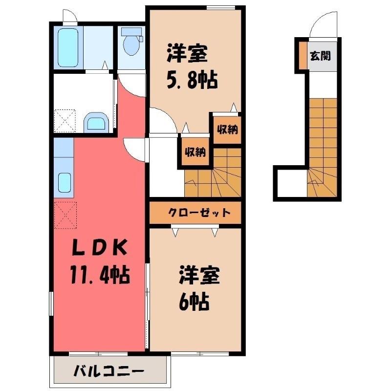 マードレD(2LDK/2階)の間取り写真