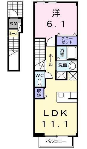 イマージュ(1LDK/2階)の間取り写真