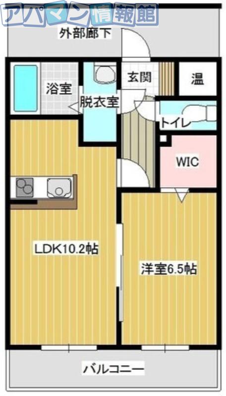 ディアコート(1LDK/3階)の間取り写真