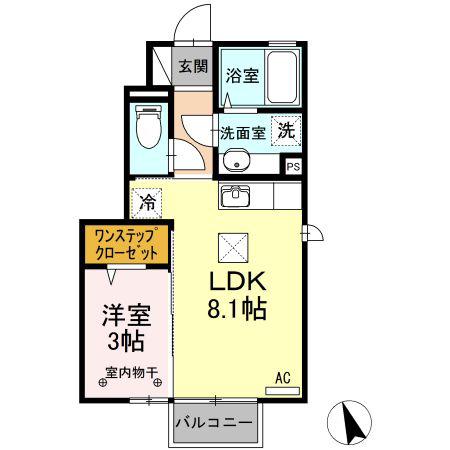 プランタン富久山A(1LDK/1階)の間取り写真