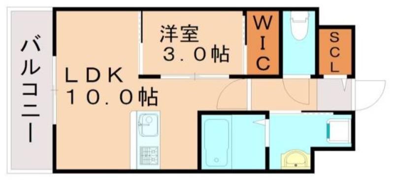 ソレイユルヴァン博多駅南(1LDK/9階)の間取り写真