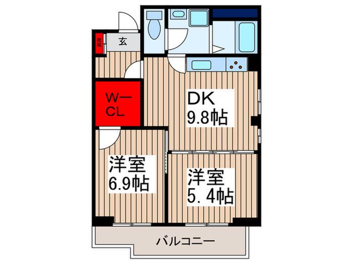 リバーサイドマキバ(2DK/5階)の間取り写真