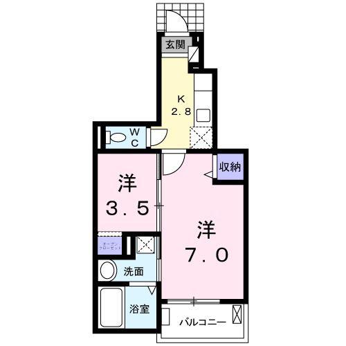 ラブリーゼ(2K/1階)の間取り写真