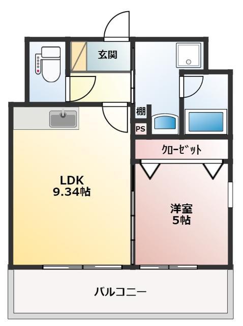 ベラヴィスタ美野島(1LDK/10階)の間取り写真