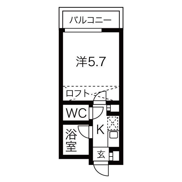 アップル春日井(1K/2階)の間取り写真