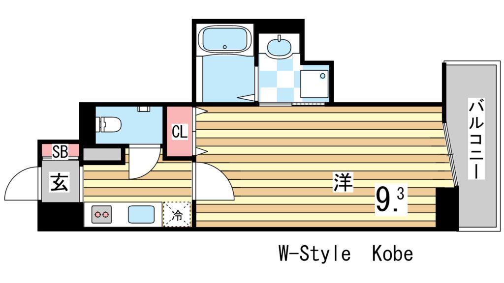W-STYLE神戸(1K/8階)の間取り写真