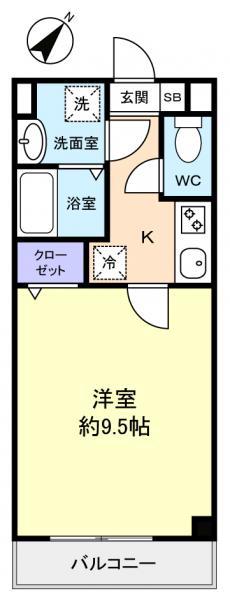 COMFORTABLE緑が丘 (1K/3階)の間取り写真
