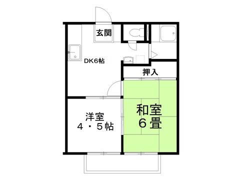 サンハイツヤジマA棟(2DK/2階)の間取り写真