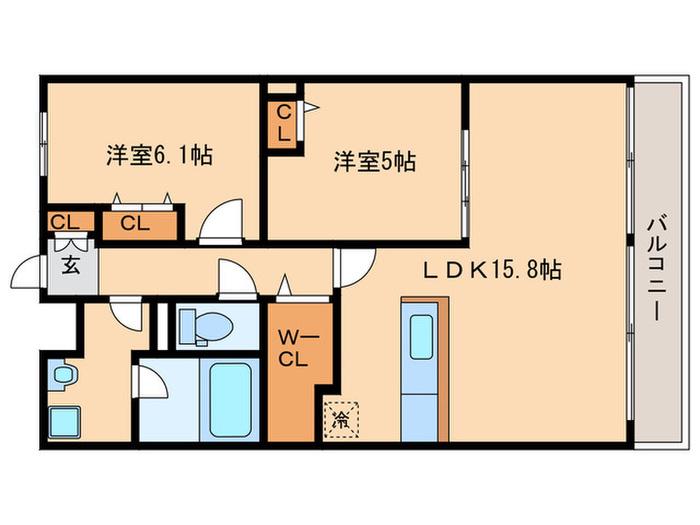 プランドール シエル(2LDK/2階)の間取り写真