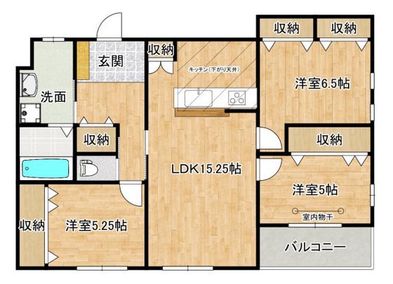 EAGLE HILL江波(3LDK/1階)の間取り写真