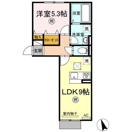 グランレーベン(1LDK/1階)の間取り写真