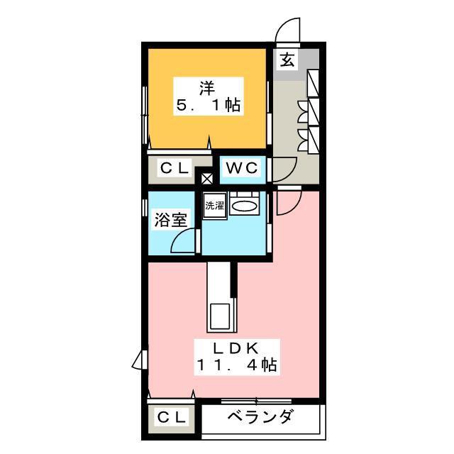 オーキッドハイム(1LDK/4階)の間取り写真