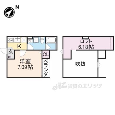 シャルマンコートⅢ(1K/2階)の間取り写真