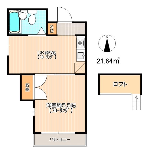 上永谷第2レジデンス(1DK/2階)の間取り写真
