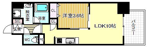 アーバネックス堂島(1LDK/3階)の間取り写真