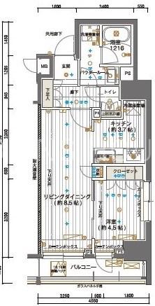 メインステージ神田須田町(1LDK/6階)の間取り写真