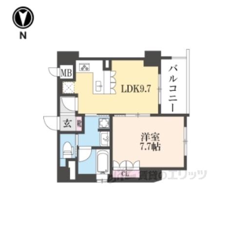 リーガル京都堀川五条通2(1LDK/5階)の間取り写真