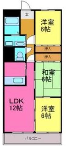 アベニュー藤(3LDK/4階)の間取り写真