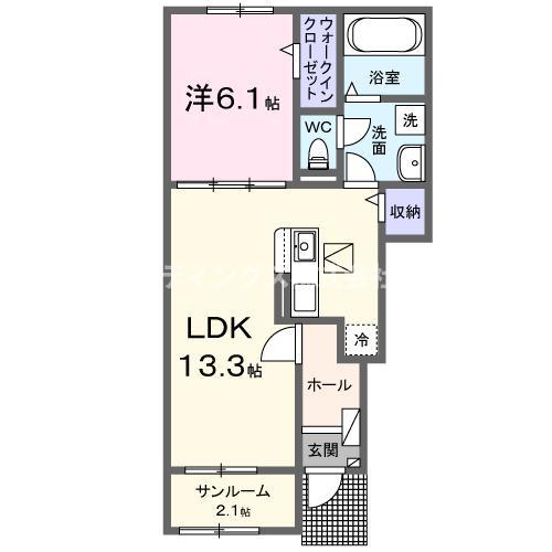 アイルー II(1LDK/1階)の間取り写真