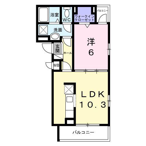 ウィンフィールド博多南(1LDK/3階)の間取り写真
