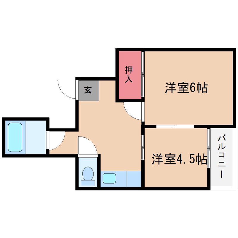 メゾン新高(2K/3階)の間取り写真